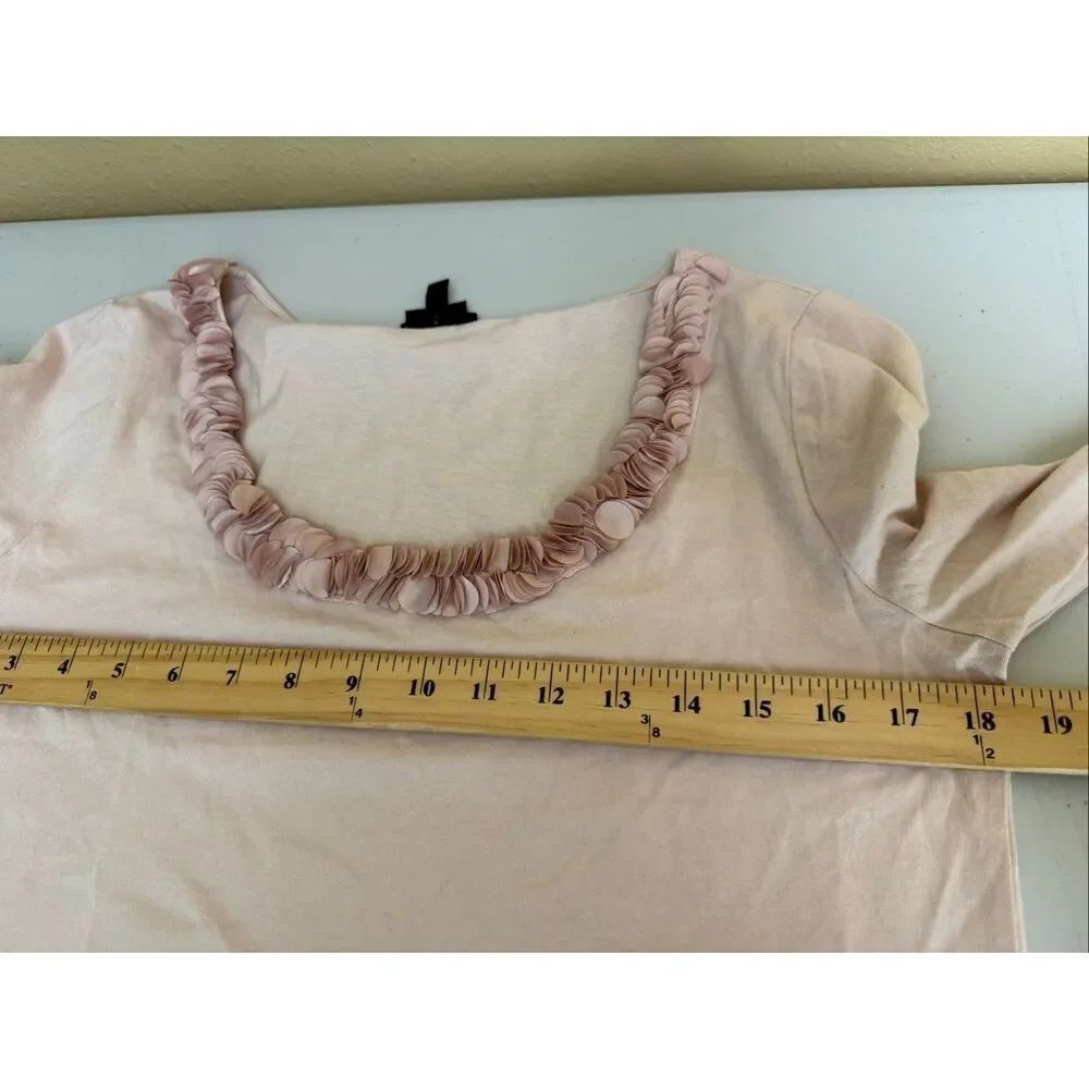 Talbots Pink Pima Cotton Embellished Neck Top Medium - Picture 8 of 10